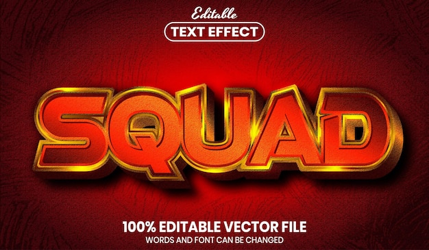 Squad text, font style editable text effect