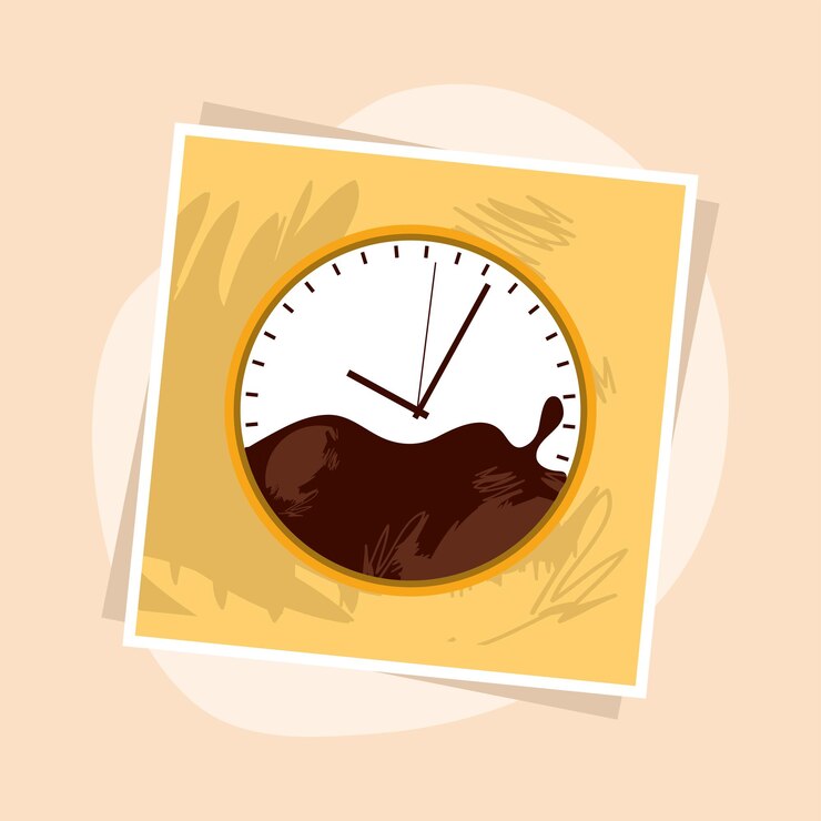 Vector square clock of coffee time