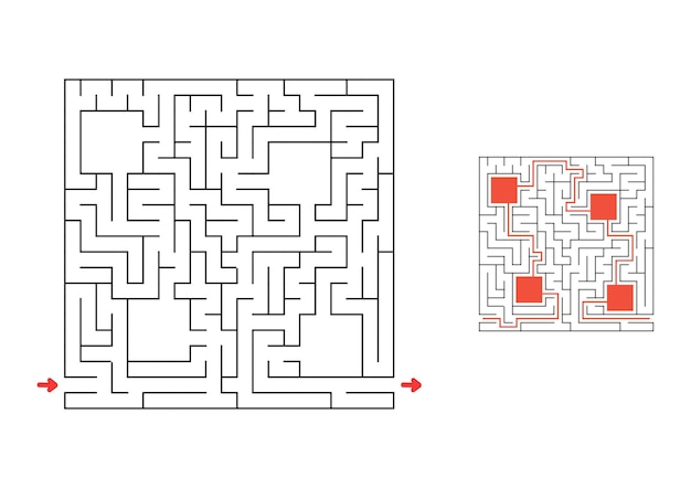 square maze with answer game for kids puzzle for children labyrinth conundrum