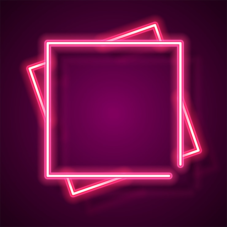 Vector square neon banner.