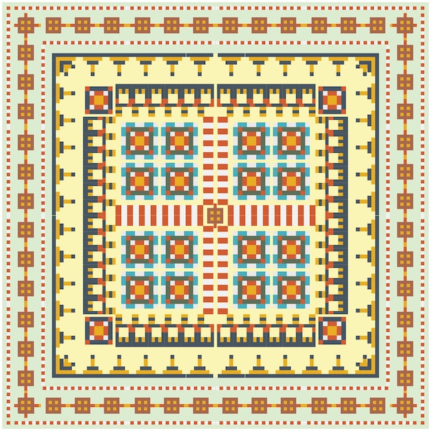 square scarf Beautiful Abstract geometric shape bandanna design retro base print vector file