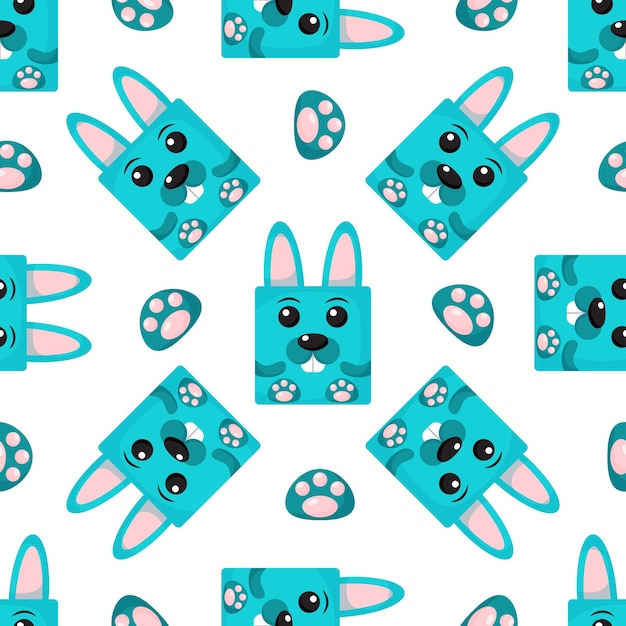 squares rabbits seamless pattern vector background with the faces of rabbits