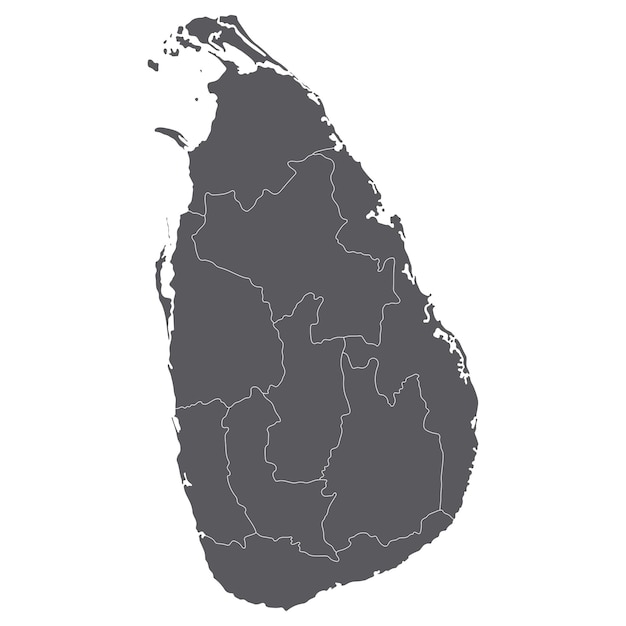 sri lanka map map of sri lanka in nine main regions in grey color