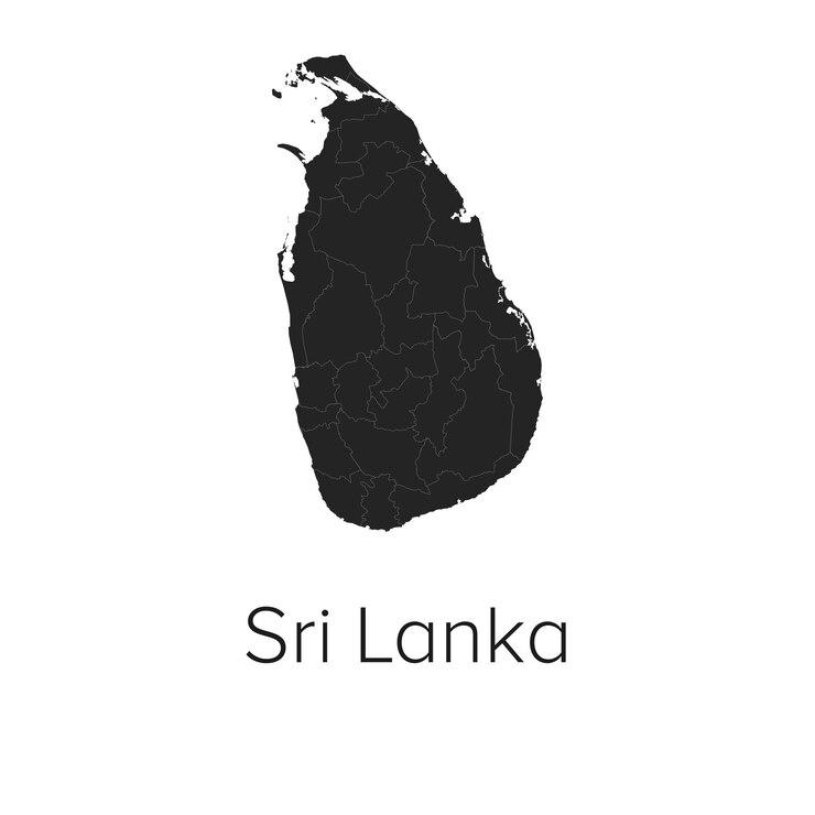 Vector sri lanka map vector illustration silhouette outline sri lanka travel and tourism map