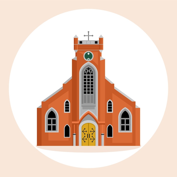 Vector st yusuf church of semarang central java indonesian historical landmark building vector