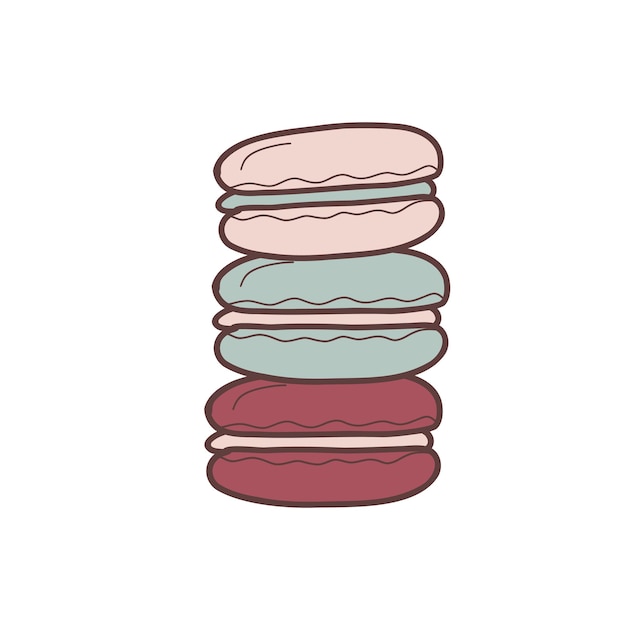 stack of macaroons vector flat illustration sweet french cookies multicolored isolated on white background