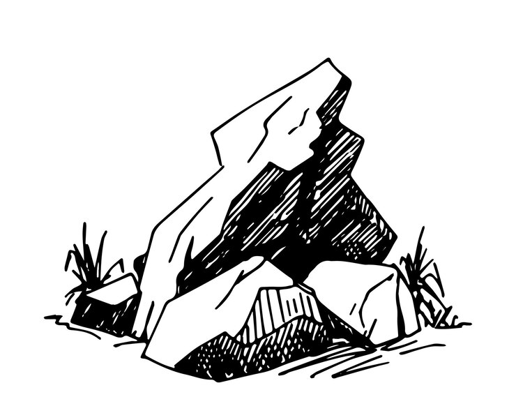 Vector stack of rocks vector illustration black and white hand drawn sketch style isolated on white background
