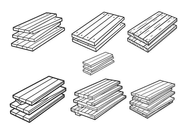 Vector stacks of wooden planks