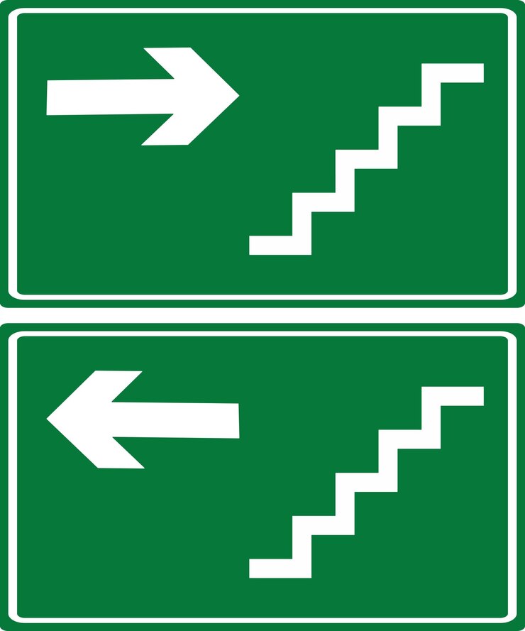 Stair Direction sign Stair indication icon in emergency case Emergency Exit sign escalator sign escalator indication