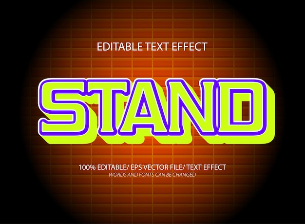 Stand 3d editable text effect template