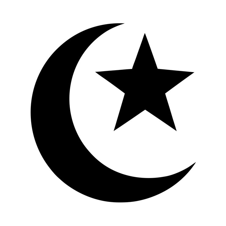 Vector star and crescent silhouette vector illustration