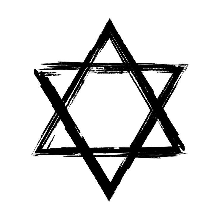Vector star david judaism symbol six pointed geometric star symbol heaven and earth hexagram figure