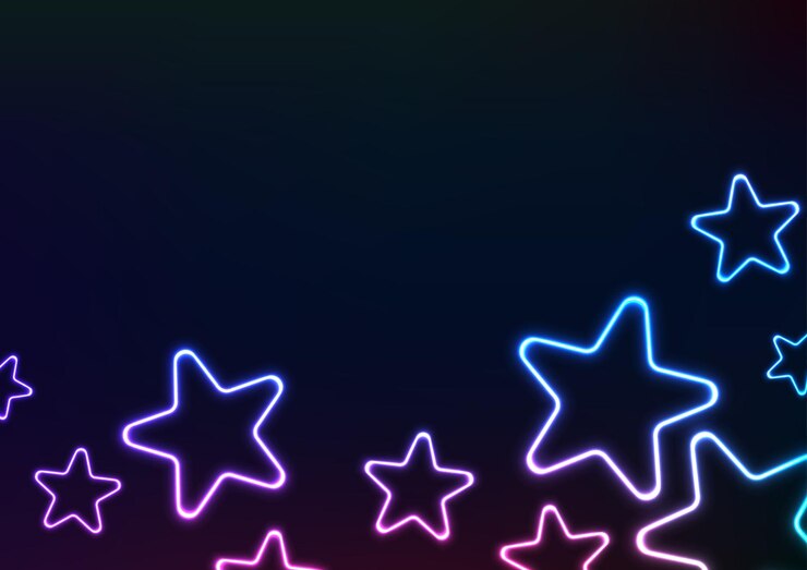 Star neon light line purple geometric random dark blue background