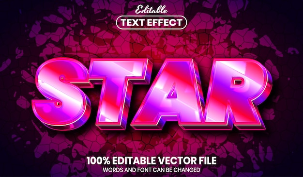 Star text, font style editable text effect