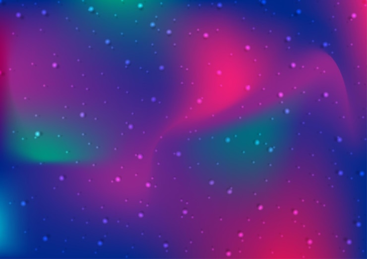 Vector starry northern light abstract holographic gradient background vector design