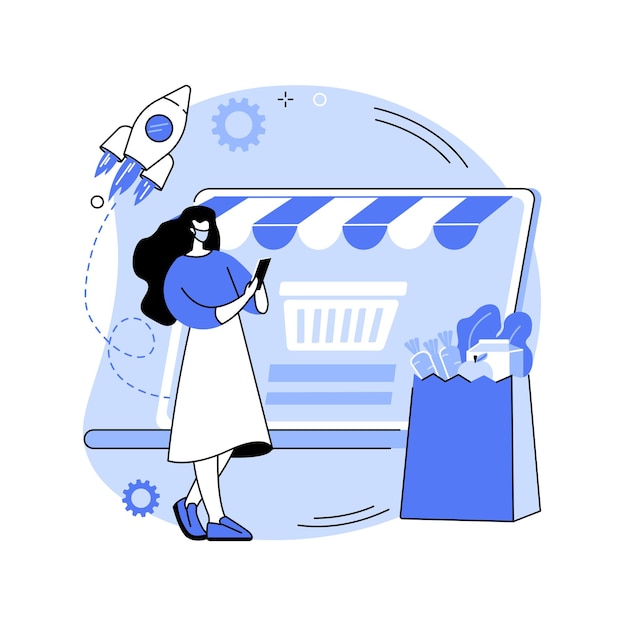Start and launch your online store abstract concept vector illustration