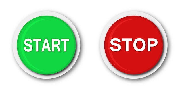 start and stop buttons. vector round buttons isolated