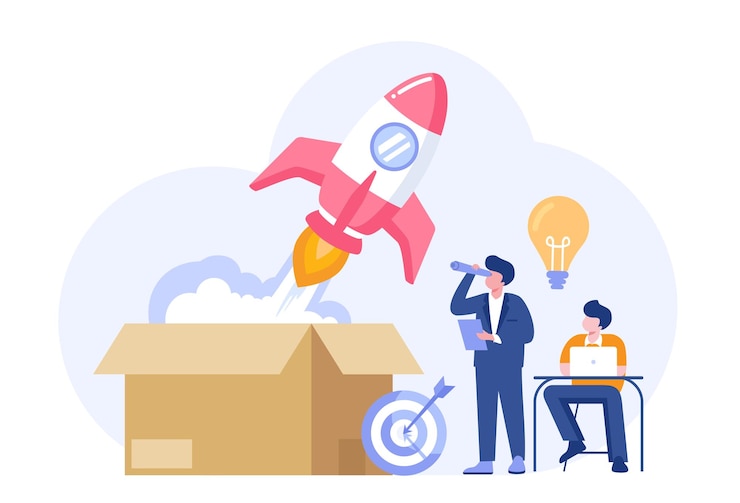 Vector startup business corporate innovation strategy development team finance flat vector banner for landing page website