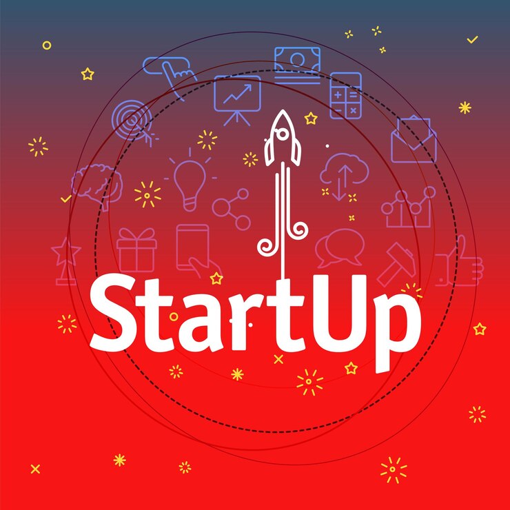 Vector startup concept. different thin line icons included