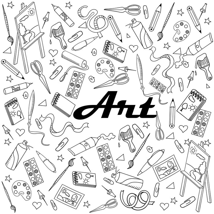 Vector stationery shop coloring book vector illustration