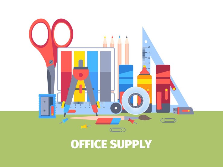 Vector stationery tools and accessories illustration