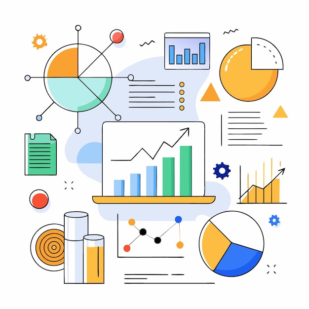 Statistics icon collection Vector and illustration Containing graph