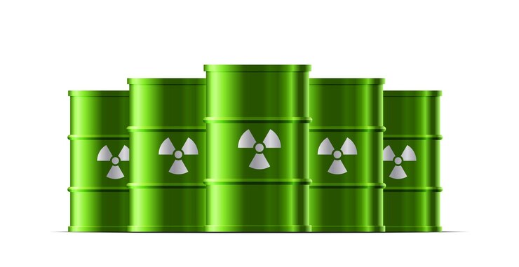 Vector steel green barrel with toxic waste sign vector illustration