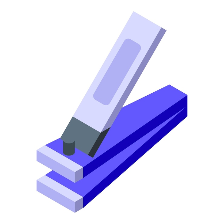 Vector steel nail clipper cutting fingernail isometric view