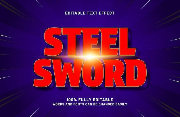 steel word editable text effect in battle and knight text style