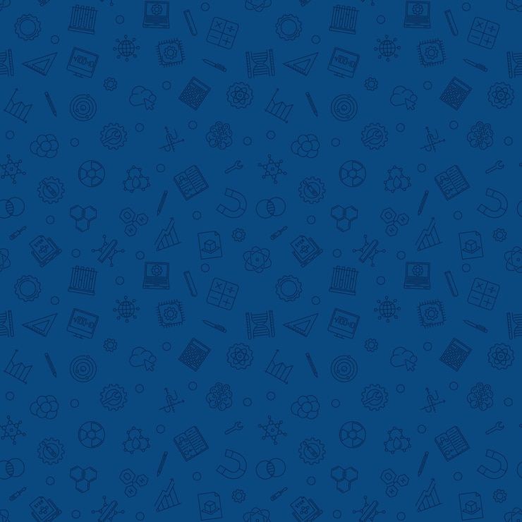 STEM vector concept blue seamless pattern or background