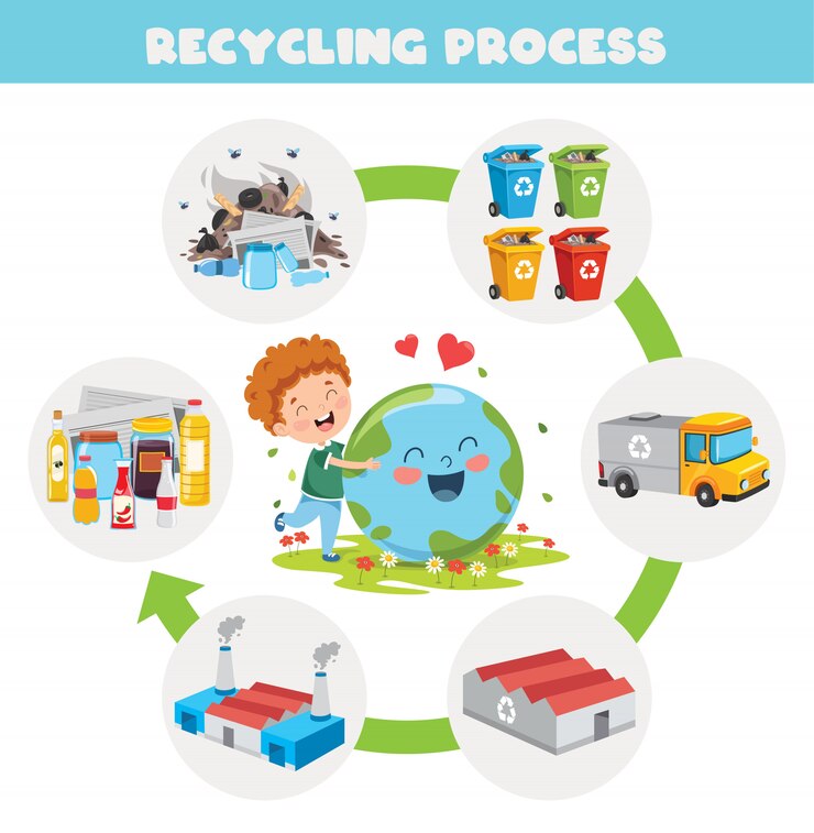 Vector steps of trash recycling process