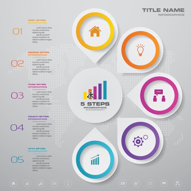 steps simple & editable process chart infographics element. 
