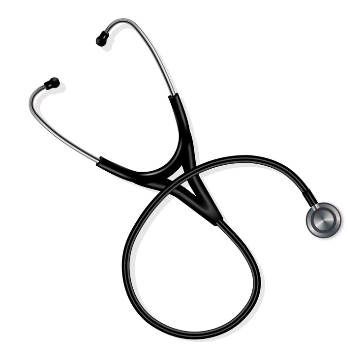 Stethoscope (phonendoscope) in black.  