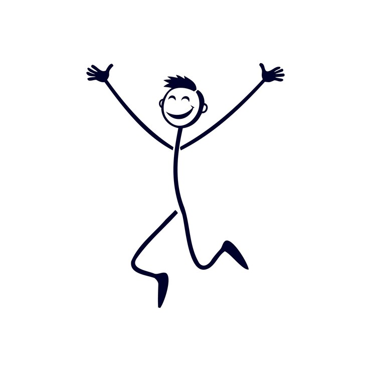 Stick Figure Jumping with Joy Simple HandDrawn Character Illustration