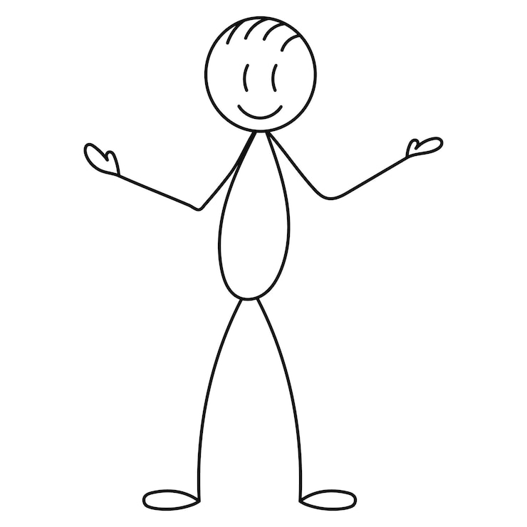 Vector stick figure, man doodle drawing, isolated