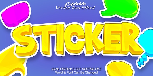 Sticker Vector Text Effect Editable Alphabet Cartoon School Happy Sticky
