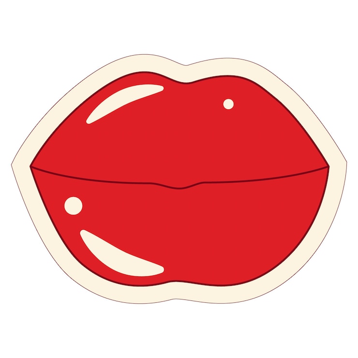 Vector stiker kartun warna-warni cerah dalam bentuk bibir dalam gaya retro trendi ikon stiker seni pop