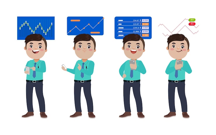 Vector stock market concept with people
