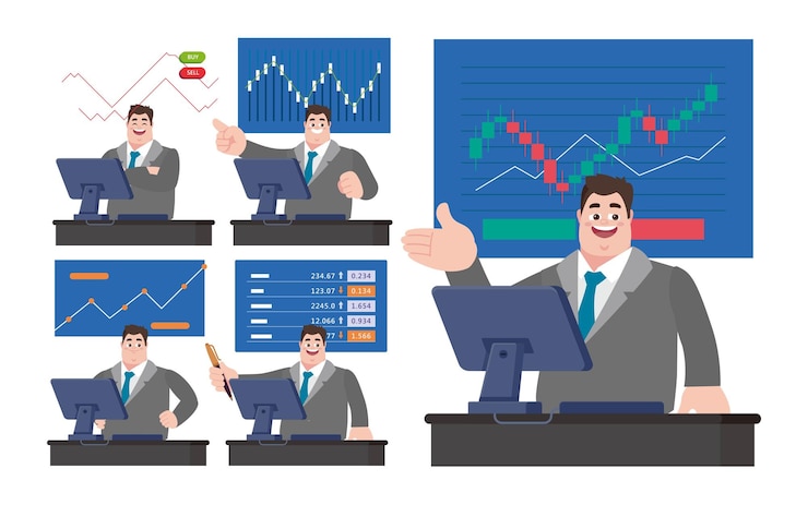 Vector stock market concept with people