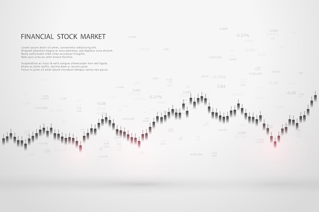 stock market graph or forex trading chart for business and financial concepts, reports and investment on grey background.japanese candles . vector illustration