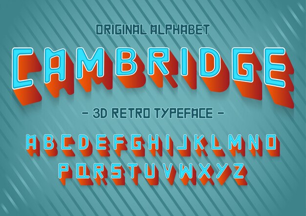 stock vector font set 3d alphabet. retro typeface letter, font template.