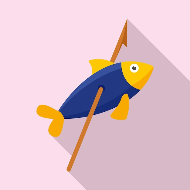 Stone age fish in arrow icon Flat illustration of stone age fish in arrow vector icon for web design