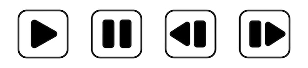 stop and play video icons set multimedia control symbols for user interface design