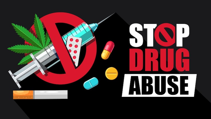 Vector stop drug abuse signage poster clipart anti drug abuse warning clip art for international campaign