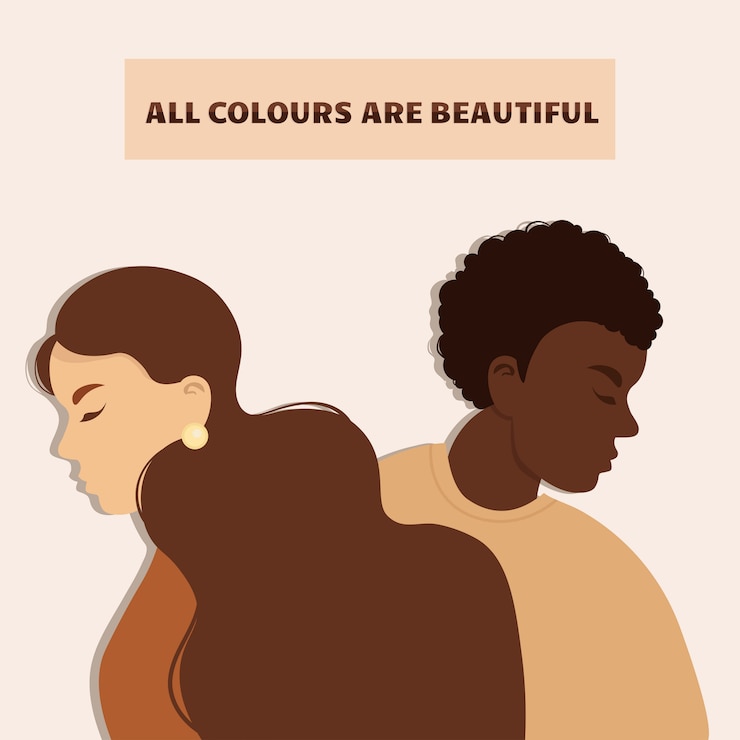 Vector stop racism. black lives matter, we are equal. no racism concept. flat style. different skin colors. supporting illustration.  