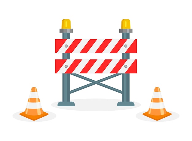 stop traffic road barrier icon in flat style roadwork vector illustration on isolated background safety barricade sign business concept