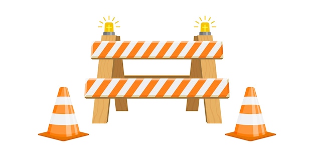 stop traffic road barrier icon in flat style roadwork vector illustration on isolated background safety barricade sign business concept