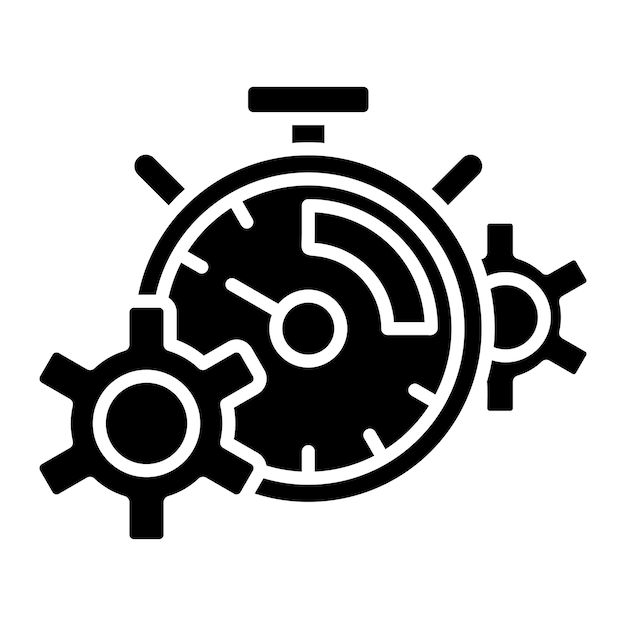 Stopwatch Glyph Solid Black Illustration