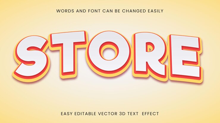 Vector store 3d text design