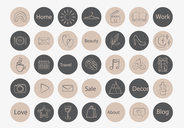 stories icons set